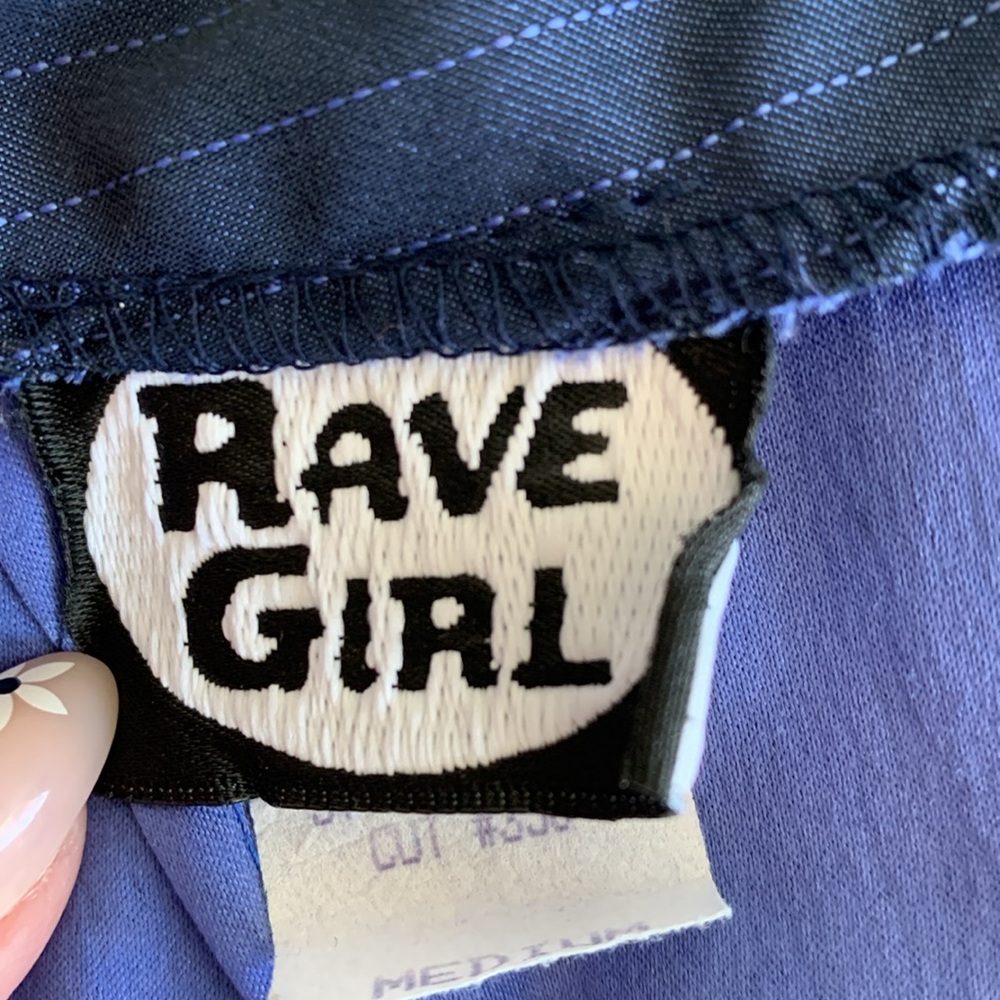 RAVE GIRL BLUE AND LIGHT BLUE PINSTRIPE MINISKIRT•size medium•excellent cond! - Picture 6 of 11